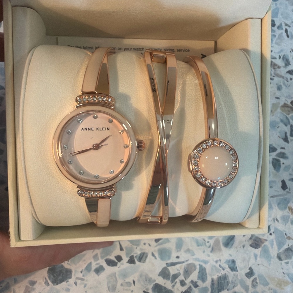 Anne Klein Women's Rose Gold Crystal Watch and Bracelet Set - Picture 2 of 4